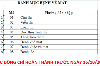 Nhập dữ liệu các bệnh về mắt